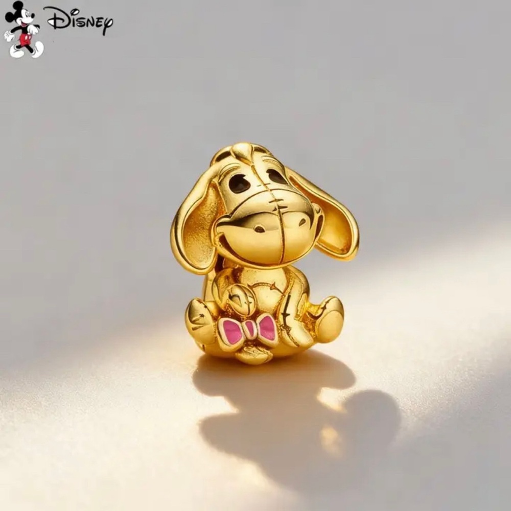 1pcs Golden Eyeore Winnie The Pooh charm bead for rope Bracelet